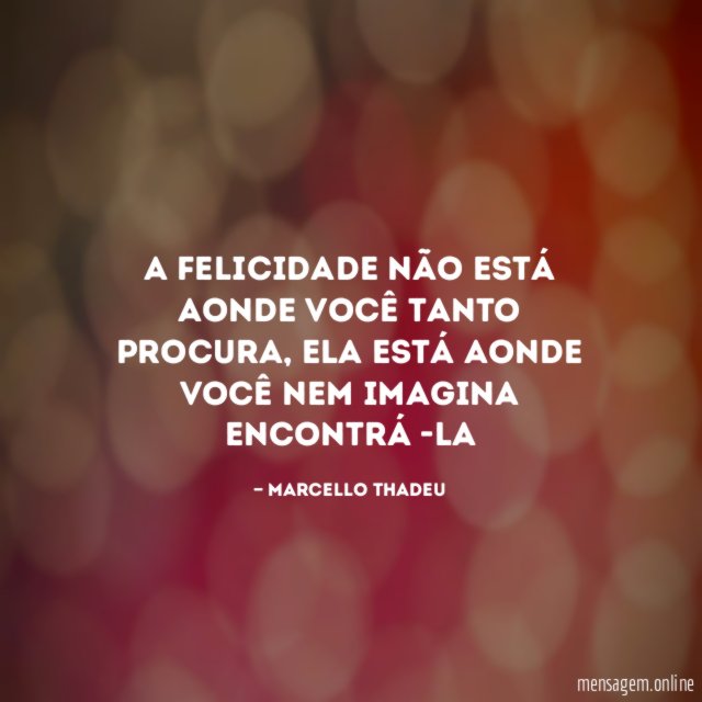 A felicidade não está aonde você tanto procura