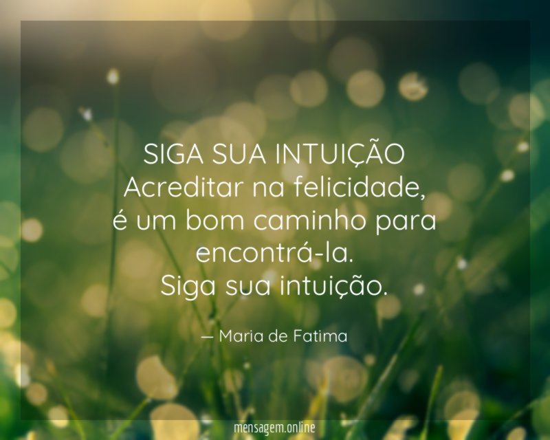 SIGA SUA INTUIÇÃO