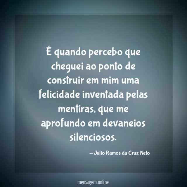 É quando percebo que cheguei ao ponto de
