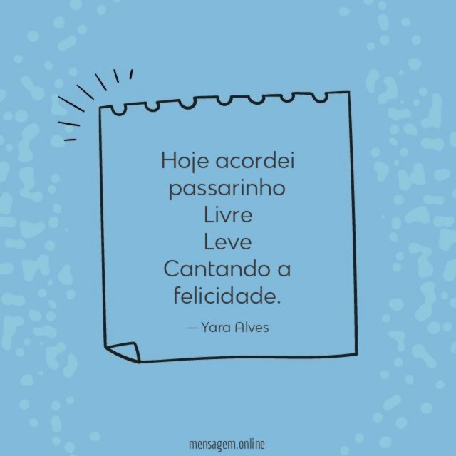 Hoje acordei passarinho Livre Leve Cantando a felicidade