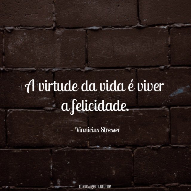 A virtude da vida é viver a felicidade