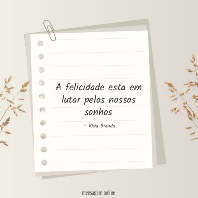 A felicidade esta em lutar pelos nossos sonhos
