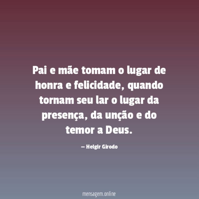 Pai e mãe tomam o lugar de honra e felicidade