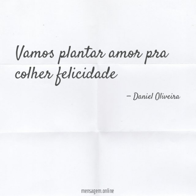 Vamos plantar amor pra colher felicidade