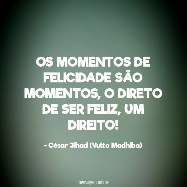OS MOMENTOS DE FELICIDADE SÃO MOMENTOS