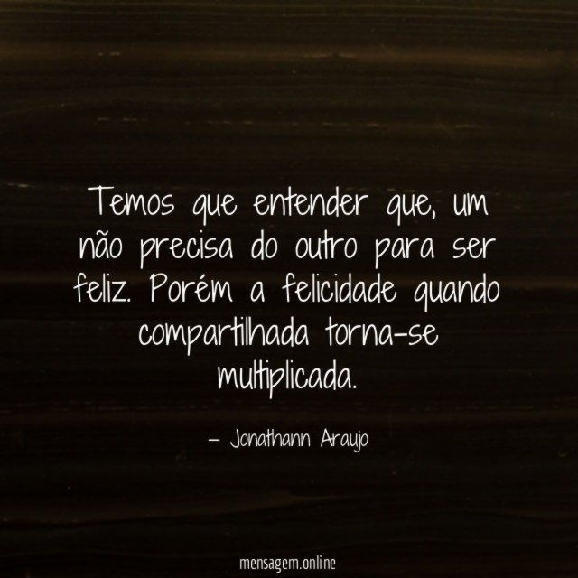 Temos que entender que