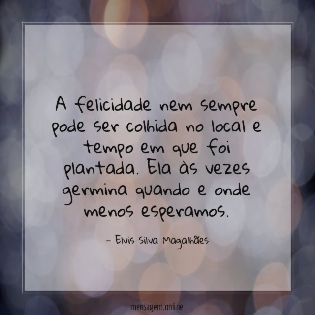 A felicidade nem sempre pode ser colhida no
