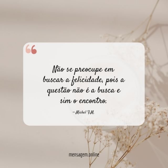 Não se preocupe em buscar a felicidade