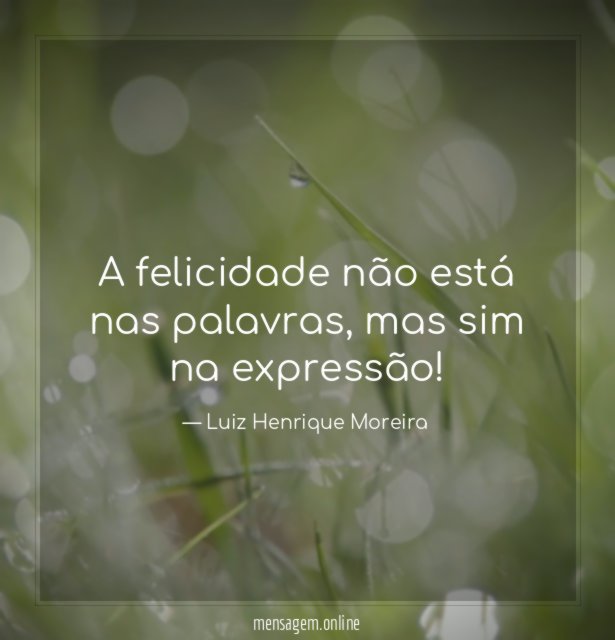 A felicidade não está nas palavras