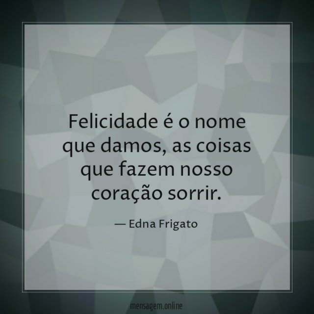 Felicidade é o nome que damos