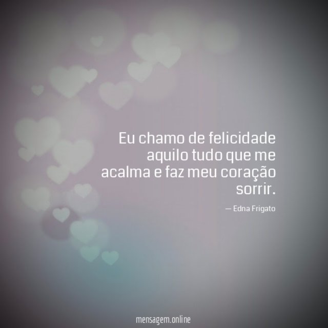 Eu chamo de felicidade aquilo tudo que me