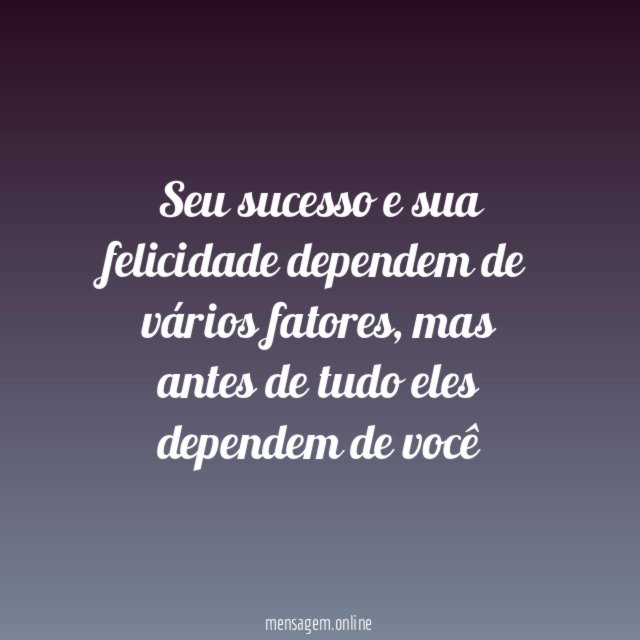 Seu sucesso e sua felicidade dependem de vários fatores