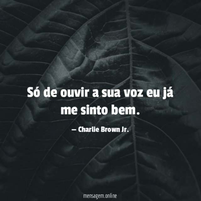 Só de ouvir a sua voz eu já me sinto bem