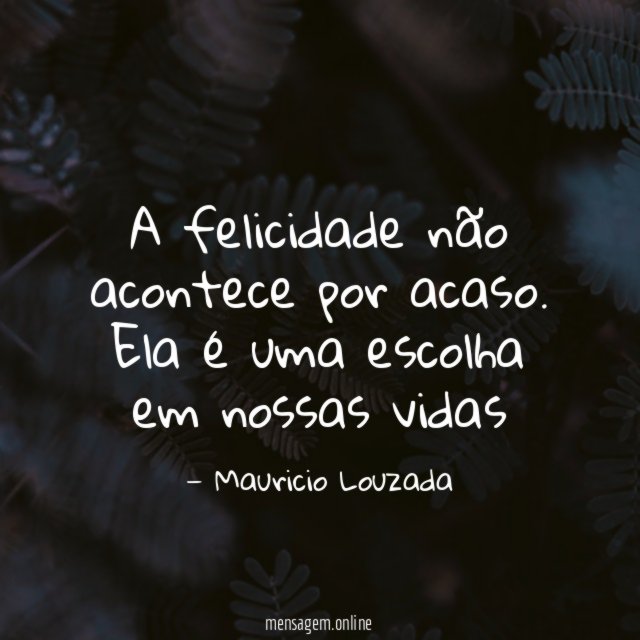 A felicidade não acontece por acaso