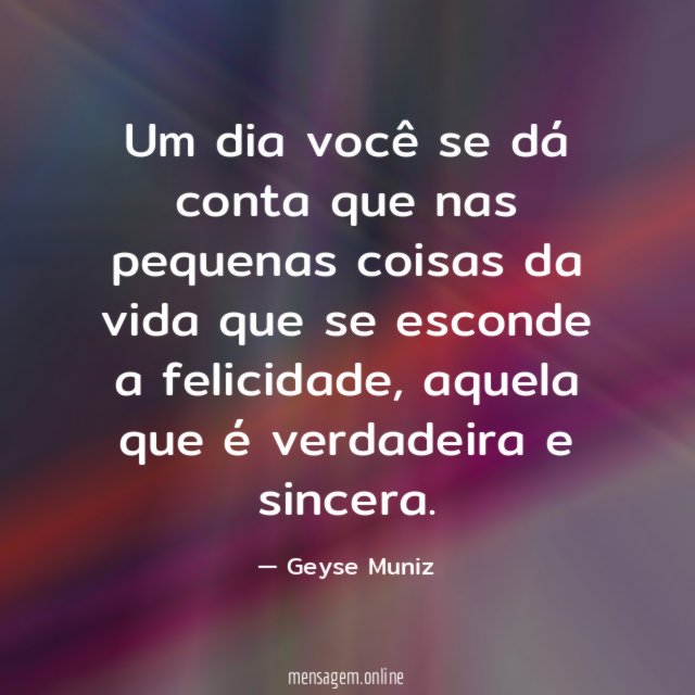 Um dia você se dá conta que nas