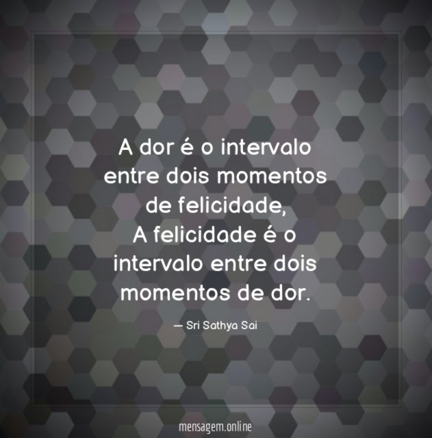 A dor é o intervalo entre dois momentos de felicidade