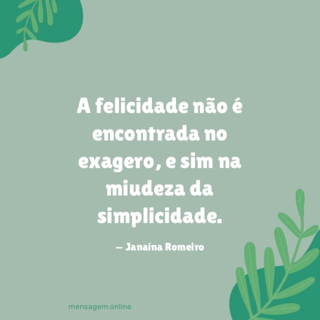 A felicidade não é encontrada no exagero