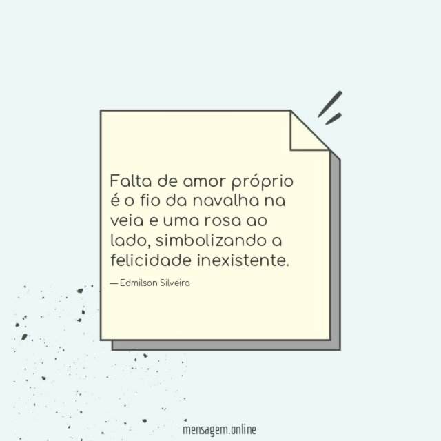 Falta de amor próprio é o fio da