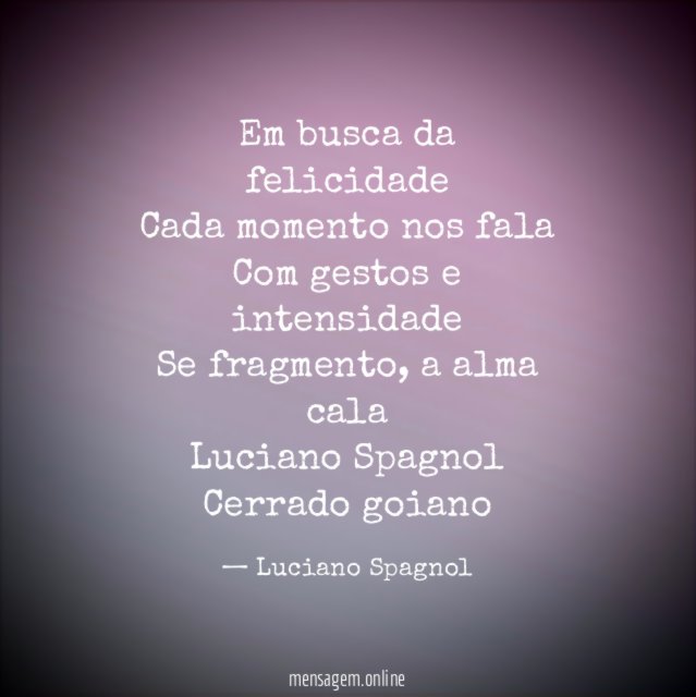 Em busca da felicidade
Cada momento nos fala
Com gestos e intensidade
Se fragmento, a alma cala