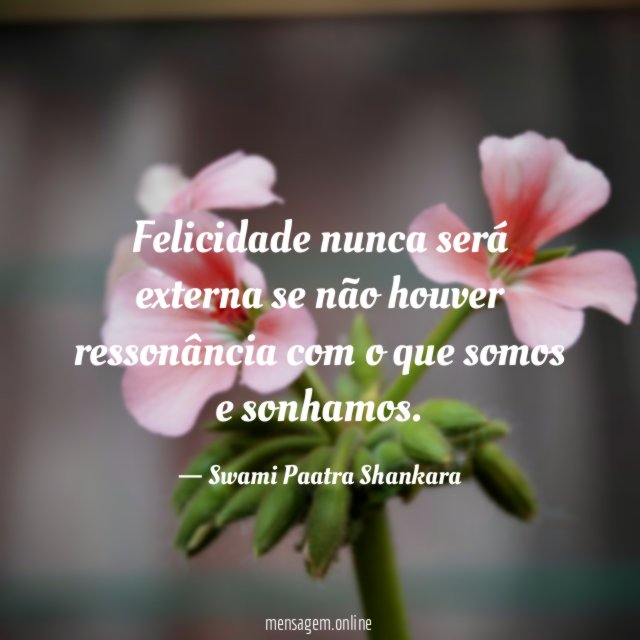 Felicidade nunca será externa se não houver ressonância