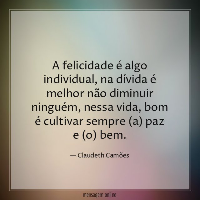 A felicidade é algo individual