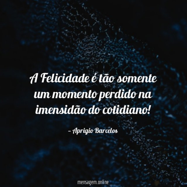 A Felicidade é tão somente um momento perdido