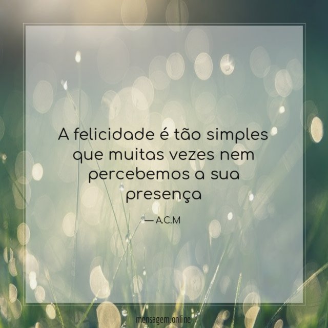 A felicidade é tão simples que muitas vezes
