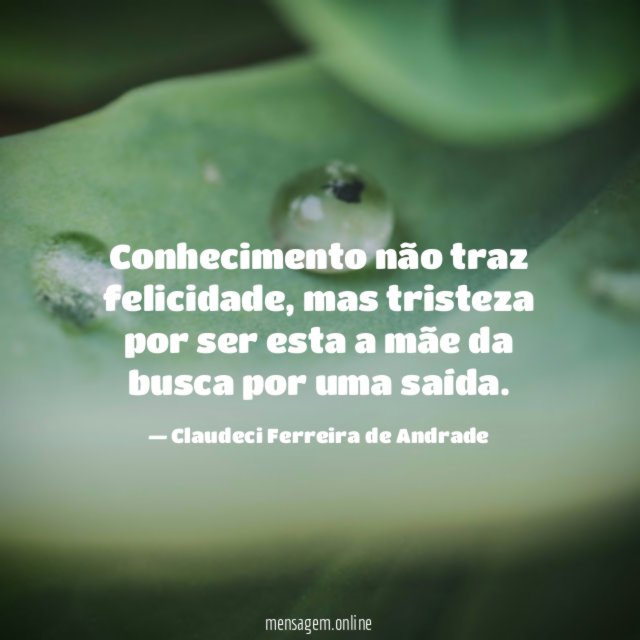 Conhecimento não traz felicidade