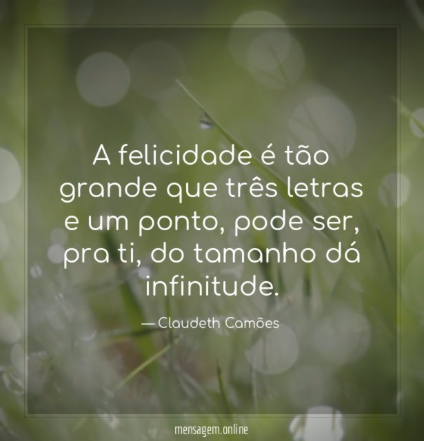 A felicidade é tão grande que três letras e um ponto