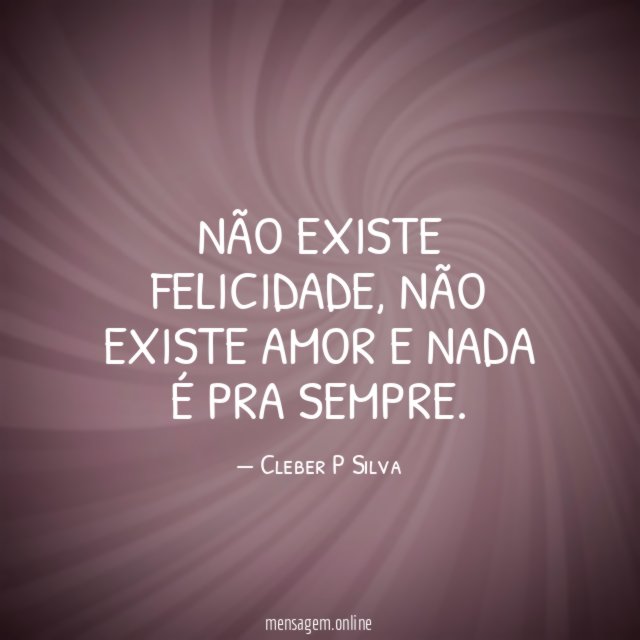 Não existe felicidade