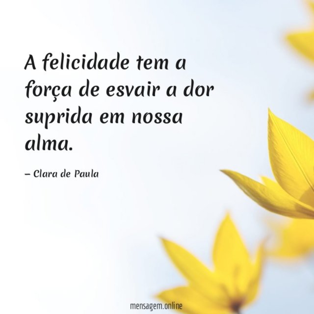 A felicidade tem a força de esvair a