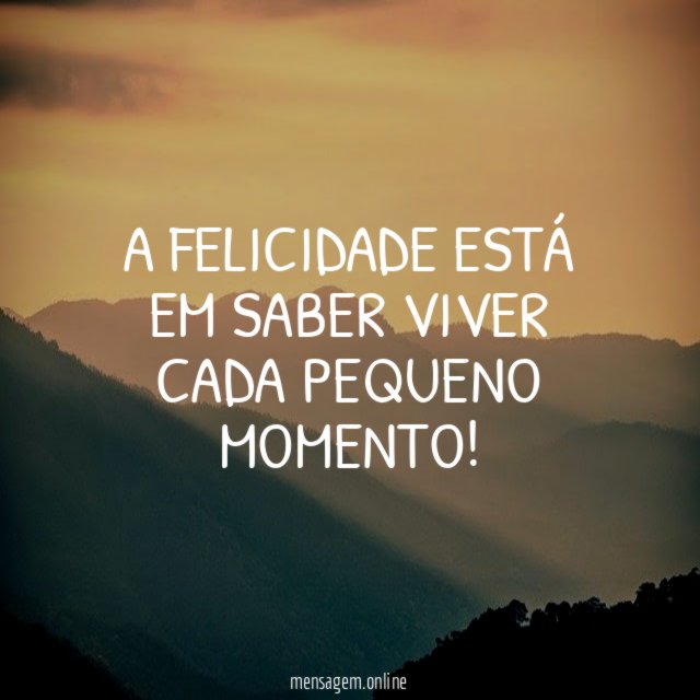 A Felicidade está em saber viver cada pequeno momento