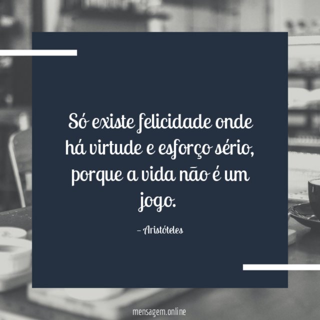 Só existe felicidade onde há virtude e esforço sério