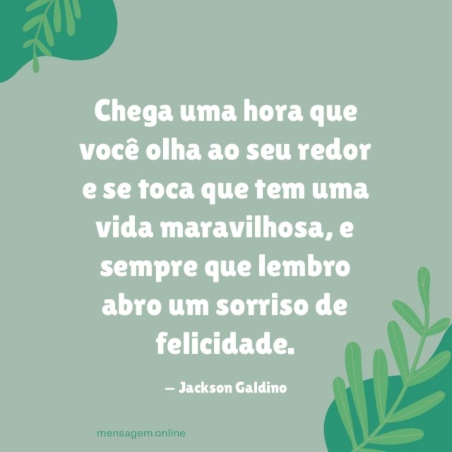 Chega uma hora que você olha ao seu