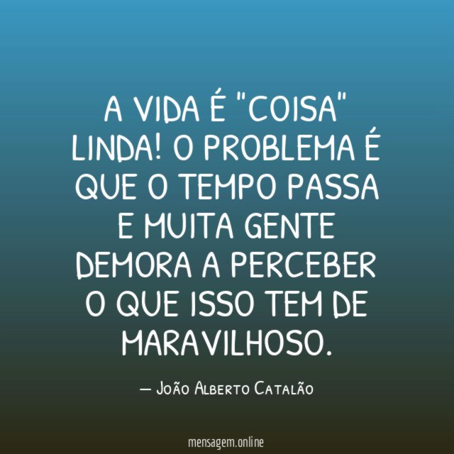 A vida é "coisa" linda