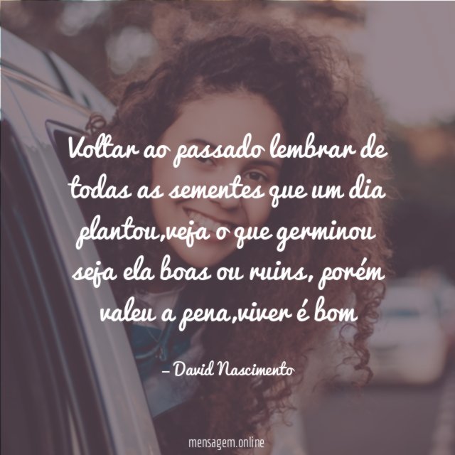 Voltar ao passado lembrar de todas as sementes que um dia plantou