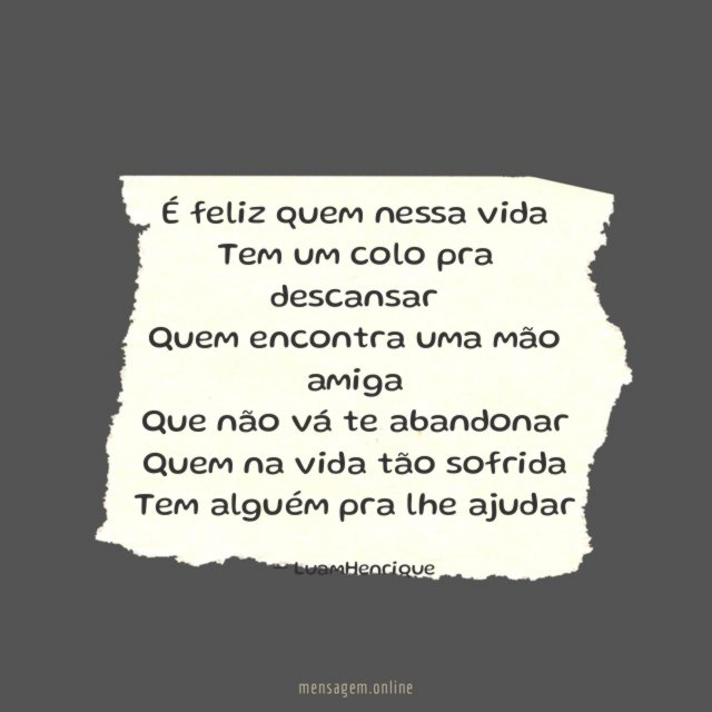 É feliz quem nessa vida Tem um colo pra