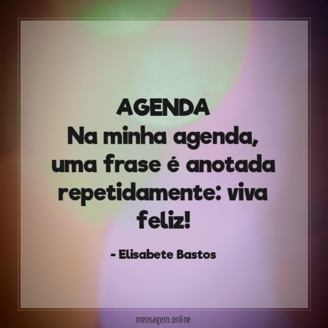 AGENDA Na minha agenda