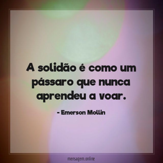 A solidão é como um pássaro que nunca aprendeu a voar