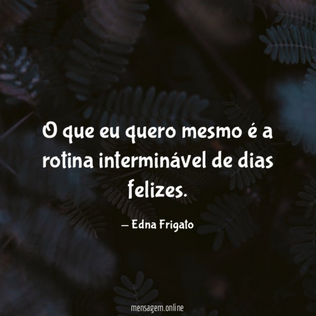 O que eu quero mesmo é a rotina interminável de dias felizes