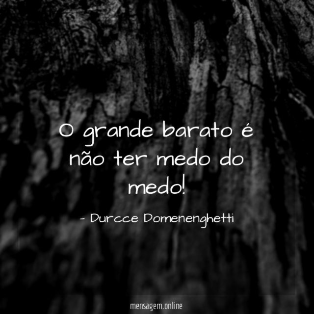 O grande barato é não ter medo do medo