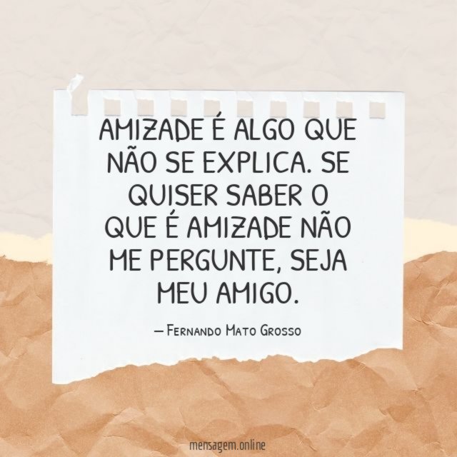 Amizade é algo que não se explica