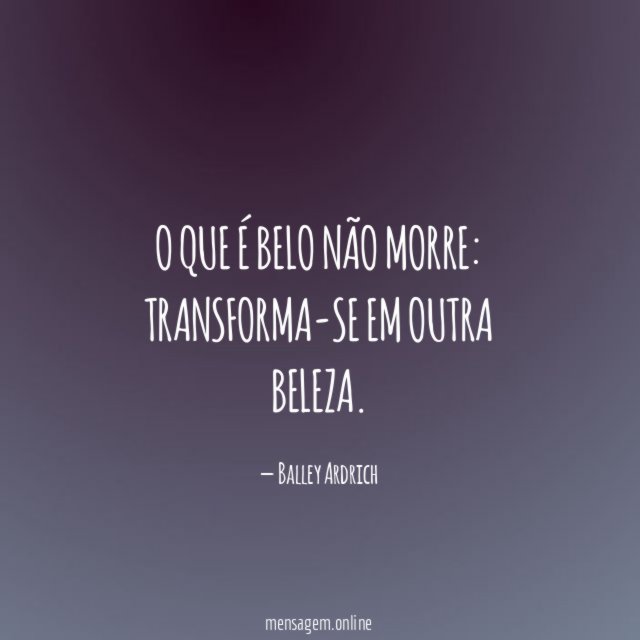 O que é belo não morre