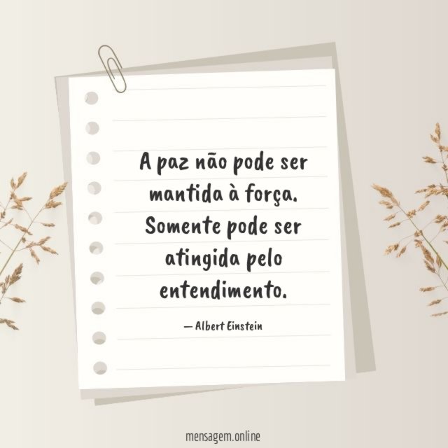 A paz não pode ser mantida à força