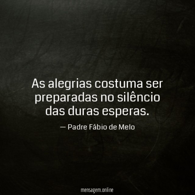 As alegrias costuma ser preparadas no silêncio das duras esperas