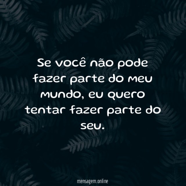 Se você não pode fazer parte do meu mundo