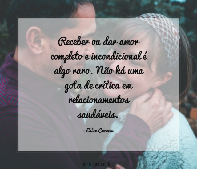 Receber ou dar amor completo e incondicional é algo raro