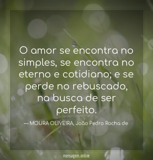 O amor se encontra no simples