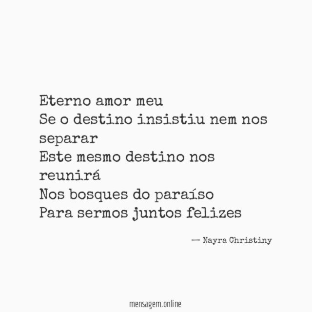 Eterno amor meu Se o destino insistiu nem nos