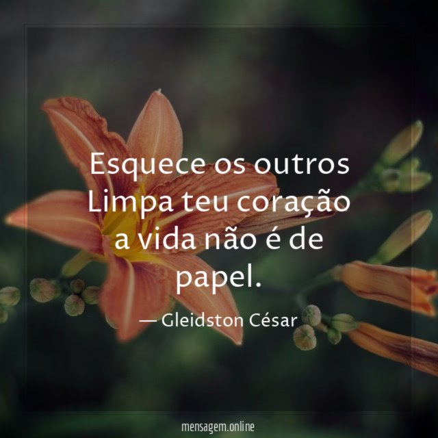 Esquece os outros Limpa teu coração a vida não é